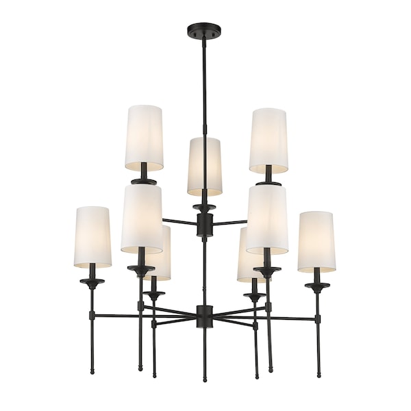 Z-Lite Emily 9 Light Chandelier, Matte Black & Off White 3033-9MB - main